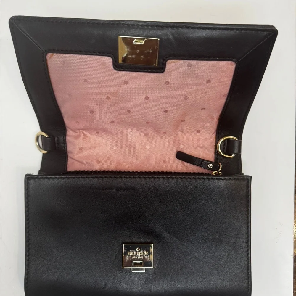 Kate Spade Leather Briar Lane Mini Emelyn Quilted Crossbody Shoulder Bag Black